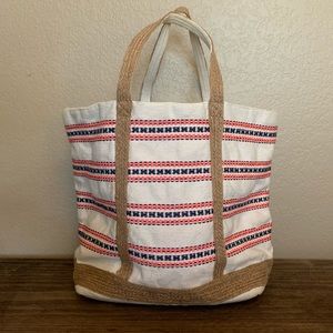 Gap Tote Canvas Cotton/Jute Embroidered